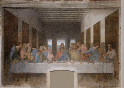 إعادة عرض لوحة الرسام ليوناردو دا فينشي «العشاء الأخير»